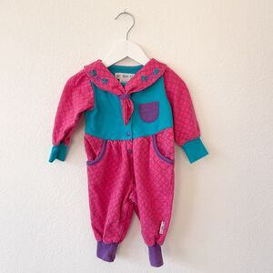 Vintage Gymboree Romper w Bandana Newborn NB Rainbow Tag Pink Turquoise
